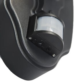 Външна стенна лампа черна с датчик за движение IP44 - New Orleans up