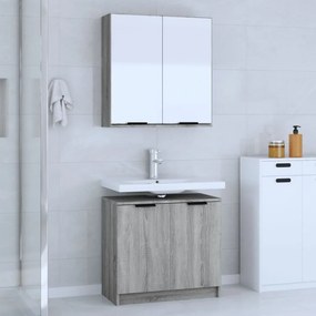 3115866 vidaXL Комплект шкаф за баня от 2 части, сив сонома, инженерно дърво