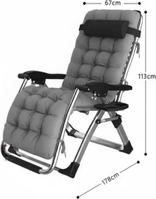 Сгъваем градински шезлонг с възглавница TDC01-BK Черен