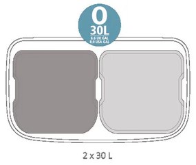 Кош за боклук Brabantia Bo Pedal 1003192, 2x30 л, Плавно затваряне, Противоплъзгаща основа, Устойчив на пръстови отпечатъци, Инокс/мат