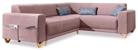 Розов разтегателен/с място за съхранение ъглов диван (десен ъгъл/L форма) Classy Sophie – Miuform