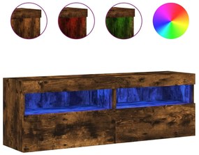 837192 vidaXL Стенни ТВ шкафове с LED лампи, 2 бр, опушен дъб, 60x30x40 см