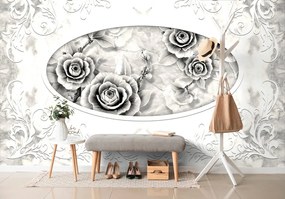 Тапет – Черно-бели каменни рози
