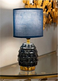 Синя керамична настолна лампа с текстилен абажур (височина 30,5 cm) Pigny – Mauro Ferretti