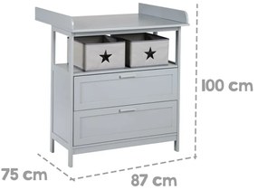 Сив детски скрин с маса за преповиване 87x100x75 cm Hamburg – Roba