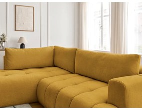 Сгъваем/с място за съхранение ъглов диван в цвят горчица (ляв ъгъл/L форма) Fuji – Bobochic Paris