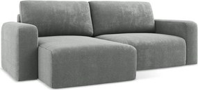 Сив шенилов сгъваем/с място за съхранение ъглов диван (ляв ъгъл) Kona – Makamii