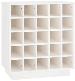 821528 vidaXL Шкаф за вино, бял, 55,5x34x61 см, борово дърво масив