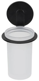 Матово черна самозалепваща стъклена чаша за четки за зъби Bivio – Wenko