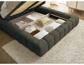 Зелено двойно тапицирано легло с място за съхранение с включена подматрачна рамка 160x200 cm Mont Blanc – Bobochic Paris