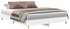 3328708 vidaXL Рамка за легло без матрак, бяла, 150x200 см, инженерно дърво