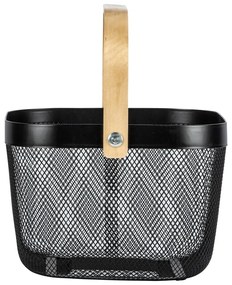 Черен органайзер за баня с бамбукова дръжка Bambusa - Wenko