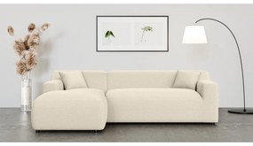 Бежово-кремав ъглов диван от рипсено кадифе (ляв ъгъл) Martin – Ropez