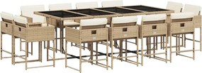 3211402 vidaXL Градински комплект с възглавници, 13 части, бежов полиратан