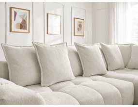 Бял шенилов сгъваем/с място за съхранение ъглов диван (десен ъгъл/L форма) Everest – Bobochic Paris