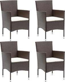 310565 vidaXL Градински трапезни столове, 4 бр, полиратан, кафяви