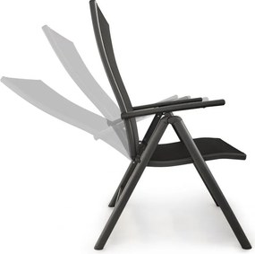 Комплект от 2 черни градински стола, регулируеми в 7 позиции