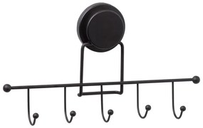 Закачалка за кърпа Metalife MGS-702, 5 куки, 6.5х31.5х17.5 см, Черен