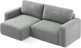 Сив шенилов сгъваем/с място за съхранение ъглов диван (ляв ъгъл) Kona – Makamii
