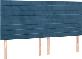3116542 vidaXL Табла за легло, тъмносиня, 200x5x118/128 см, кадифе