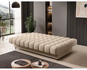 Бежов сгъваем/с място за съхранение диван от прежда с примки от букле 197 cm Clareta – ELTAP
