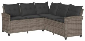 365416 vidaXL Комплект Г-образно канапе с възглавници сив полиратан