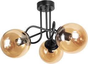 Плафон МОНА, черен/мед, 3хE27