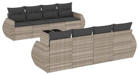 3221151 vidaXL Градински комплект с възглавници, 9 части, светлосив полиратан