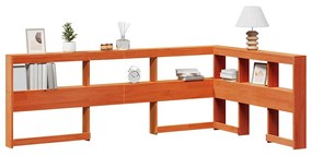 859288 vidaXL Табла за книги с L-образна, восъчнокафява, 120 см, дърво бор