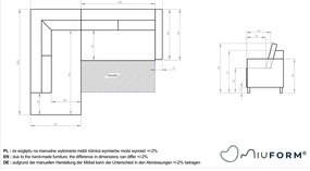 Сив ъглов разтегателен диван десен ъгъл Charming Charlie - Miuform