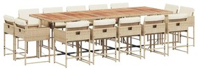 3211420 vidaXL Градински комплект с възглавници 15 части бежов полиратан