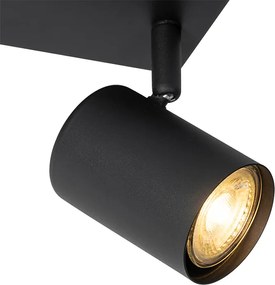 Модерна таванна лампа черна 2-лампи регулируема правоъгълна - Jeana