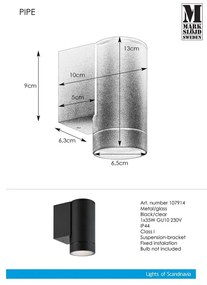 Външна стенна лампа (височина 13 см) Pipe - Markslöjd