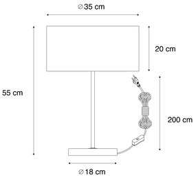 Лампа за маса месинг с кафяв велурен абажур 35см - Kaso
