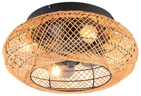 Кафяво осветително тяло за таван с дистанционно управление/с вентилатор Lillesand – Trio