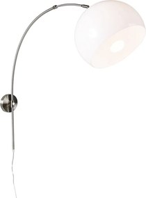 Интелигентна стенна дъгова лампа стомана с бял абажур вкл. WiFi G125 - Bow