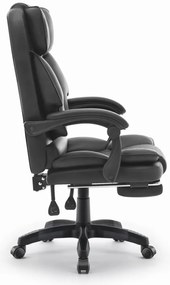 Ергономичен офис стол HC-1031 от еко кожа с подложка за крака - черен