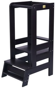 Черна учебна кула от масивен бор Montessori – Meowbaby