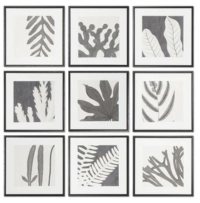 Картина DKD Home Decor 40 x 4 x 40 cm Лист на растение Град (9 броя)