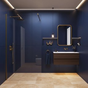 Параван за душ Rea Flexi Transparent / Brush Gold 70