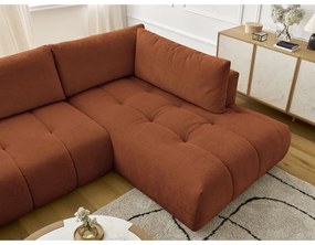 Сгъваем/с място за съхранение ъглов диван в тухлен цвят (десен ъгъл/U форма) Fuji – Bobochic Paris