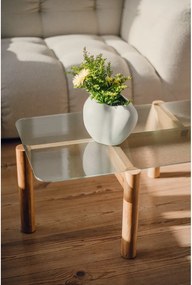 Масичка за кафе със стъклен плот в естествен цвят 55x105 cm Kob – noo.ma