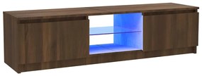 815710 vidaXL ТВ шкаф с LED осветление, кафяв дъб, 120x30x36 см