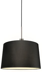 Модерна висяща лампа стомана с абажур 45 см черен - Combi 1