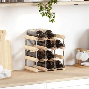 282468 vidaXL Стойка за вино за 12 бутилки, масивна борова дървесина