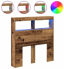863125 vidaXL Табла шкаф с LED, Старо дърво, 100x17x102 см