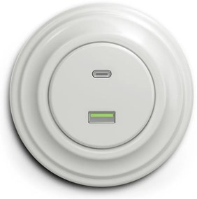 Kliklap - ретро USB розетка A+C с бяла рамка