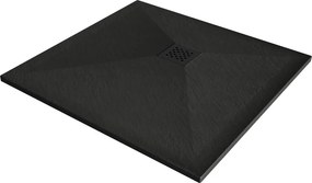 Mexen Stone+ квадратен композитен поддушов корито 80 x 80 см, черен, черно