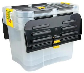 КОМПЛЕКТ 3x Кутии DRAGON 15 л черно/прозрачно