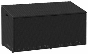 4104069 vidaXL Градинска кутия за съхранение, черна, 110x50x58 см, полиратан